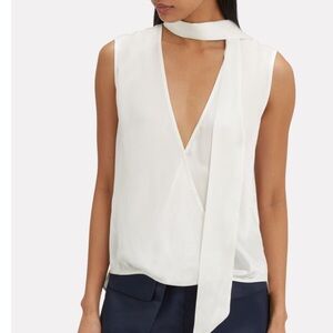 NWT Michelle Mason Satin Tie Neck Blouse Size 2